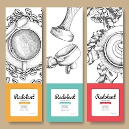 sketch drawing art for coffee packaging label.use by pen ink.vector and illustration.