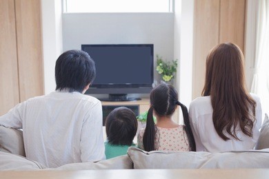 japanese families relax in the living room