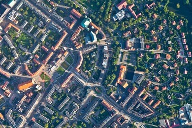 aerial view of  nysa city in poland