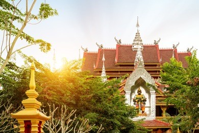 beautiful buildings in ancient temples in xishuangbanna, yunnan, china.
