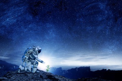 there is life on moon. mixed media