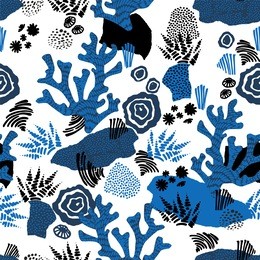 vector sea seamless pattern with hand drawn textures. modern abstract design for paper, cover, fabric, interior decor and other users