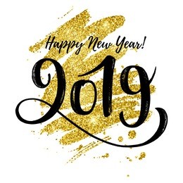 vector illustration, 2019 hand written lettering. happy new year card design element