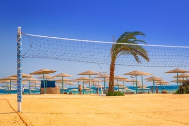 volleyball court on the beach of red sea in hurghada, egypt