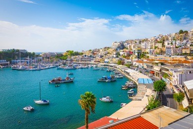 piraeus, athens, greece. mikrolimano harbour and yacht marina,