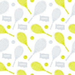 vector tennis seamless pattern. sport wallpaper. background with ball and racket for banner design, poster, cover, sketch elements.