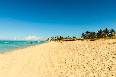 varadero,cuba. january 2018. a front view of the beach in varadero, cuba.