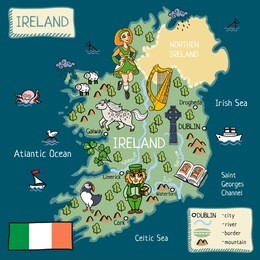 cartoon map of ireland