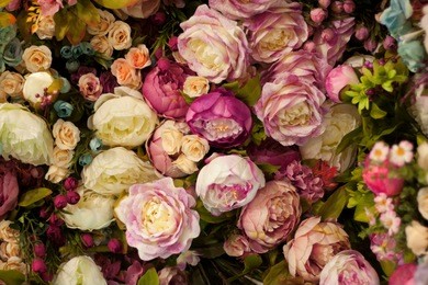 background of artifical flowers