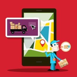 delivery service mobile phone application vector design