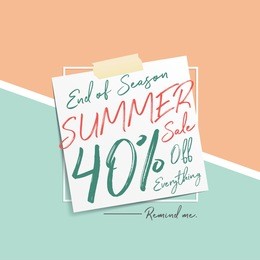 summer sale v6 40 percent heading design note pad on pastel background for banner or poster. sale and discounts concept. vector illustration.