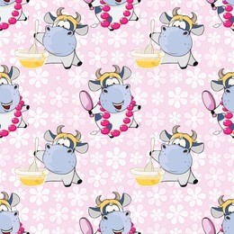 vector background with cute cows for you design. seamless pattern