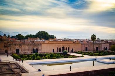 el badi palace sunset cityscape in marrakech