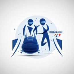 bobsleigh championship banner. winter sports icon. abstract sportsmen silhouettes. vector illustration of bobsled team in action for your design