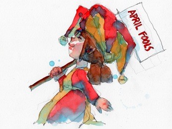 watercolor painting illustration set of funny kid clown , hand drawn on paper, april fool's day concept