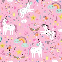 seamless pattern with unicorns. 