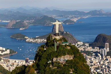 aerial view on the corcovado in rio de janeiro brazil, summer 2015