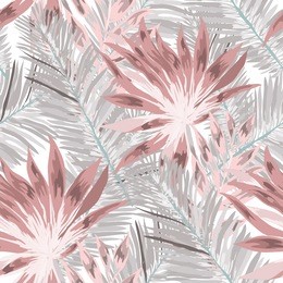 watercolor seamless pattern with tropical leaves: palms, monstera, passion fruit. beautiful allover print with hand drawn exotic plants. swimwear botanical design. vector.
