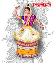 illustration of indian manipuri dance form