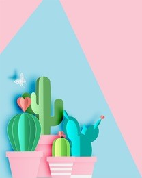 cactus in paper art style or digital craft vector illustration