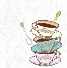 tea cup background with spoon,vector  illustration