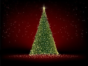 abstract green christmas tree on red background. eps 8 vector file included