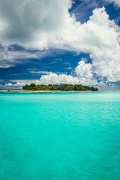 august 2014. view on managaha park island from saipan island beach. 