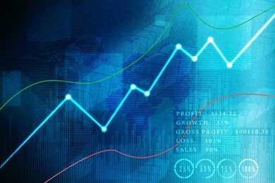 2d rendering stock market online business concept. business graph 