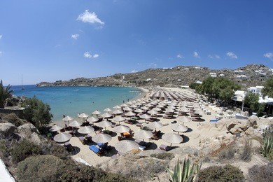 super paradise beach, mykonos island, greece