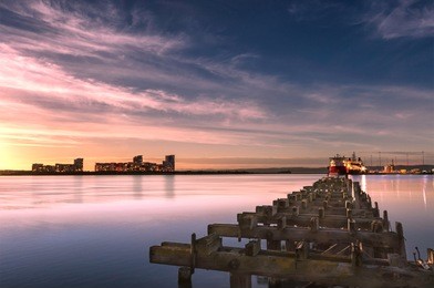 leith dock at sunset. edinburgh - scotland