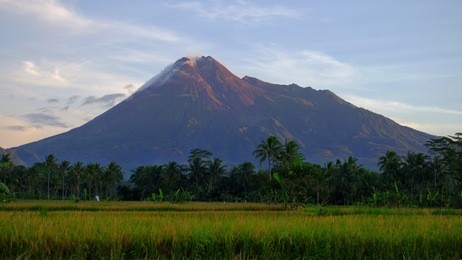 amazing view of merapi volcano.