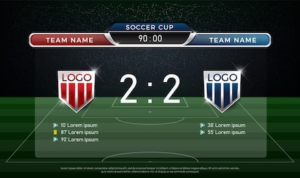 soccer scoreboard team a vs team b strategy broadcast graphic template, football score for web, poster, banner. vector illustration