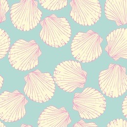 vector seamless pattern with hand drawn scallop shells. beautiful marine design elements, perfect for prints and patterns.