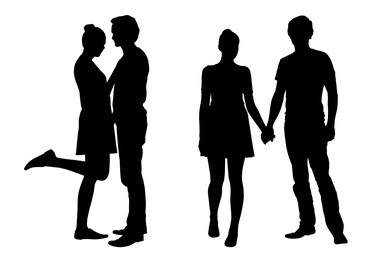 set of vector silhouettes of a couple of young lovers - suitable for valentine's day