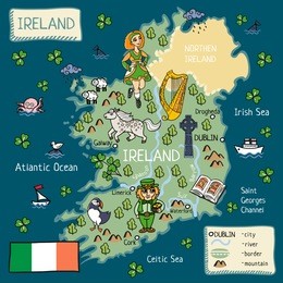 cartoon map of ireland