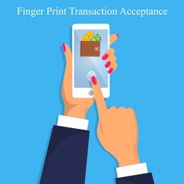 vector illustration of identification of fingerprint on smartphone . illustration of finger print identification or verification on mobile walletapp or internet banking