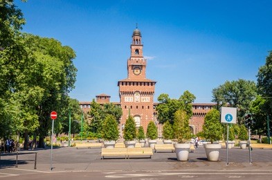 the sforza castle - castello sforzesco in milan, italy