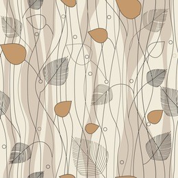 seamless leaves and trees pattern, on ivory background color variation. pattern color swatch included