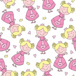 seamless cute princess pattern vector illustration
