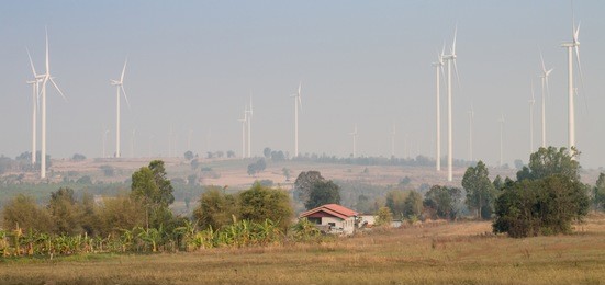 power-generating wind turbine and greenfield