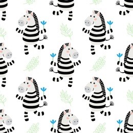 seamless pattern with cute cartoon zebra illustration