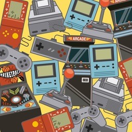 classic videogames and console entertainment icons