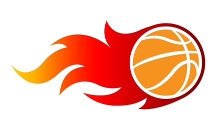 vector blazing basketball ball with classic flames.