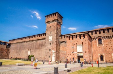 the sforza castle - castello sforzesco in milan, italy
