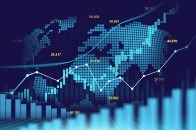 stock market or forex trading graph in futuristic concept suitable for financial investment or economic trends business idea and all art work design. abstract finance background