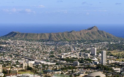 a view of diamond head from tantalus drive, oahu, hawaii.