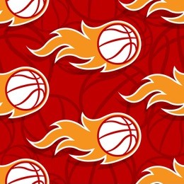 seamless pattern with burning basketball ball. vector illustration. ideal for wrapping, packaging, wallpaper and any kind of decoration.