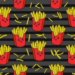 cute kids french fries pattern for girls and boys. colorful french fries on the abstract grunge background create a fun cartoon drawing.the pattern is made in neon colors. urban french fries pattern