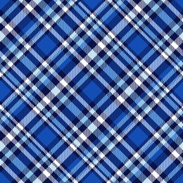 plaid check pattern in cobalt blue, navy, light azure and white. seamless fabric texture print. 
