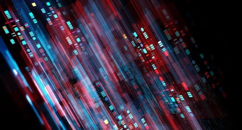 blockchain network concept , distributed register technology , block chain text and computer connection with colored background. 3d rendering/block chain network